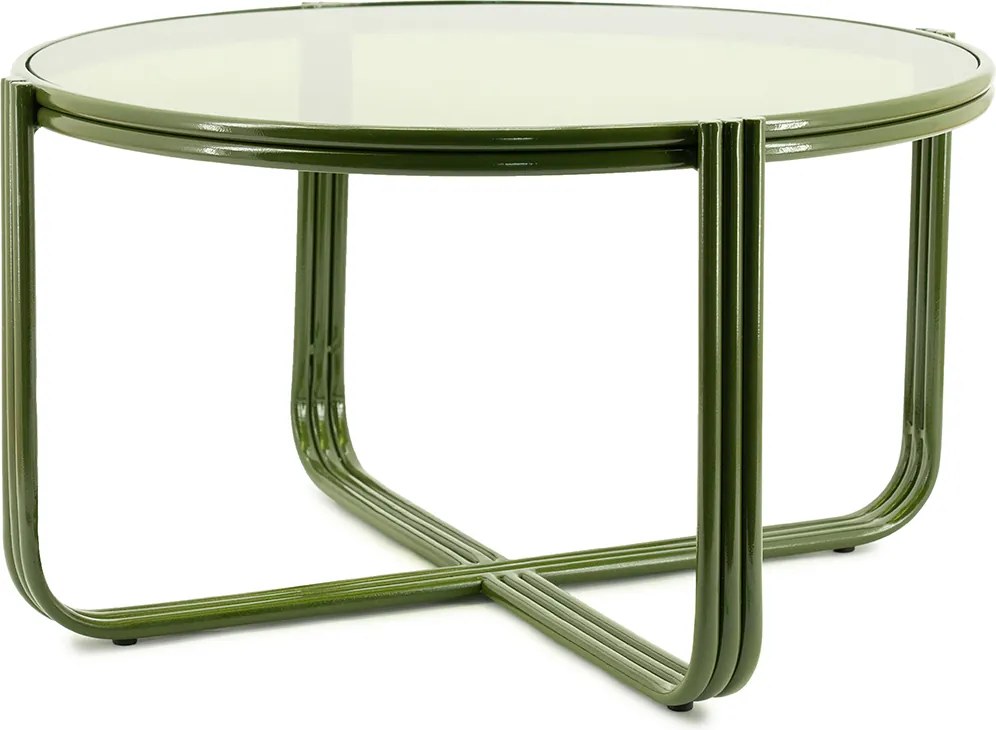 Retro Salontafel Glas Groen - 63 X 63cm.