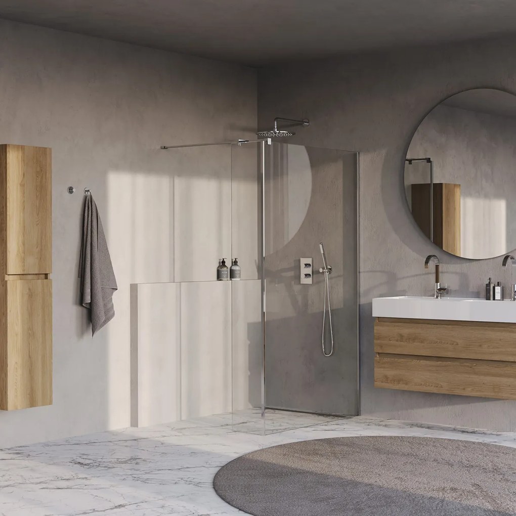 Brauer Oblivion inloopdouche helder glas 120cm met 30cm zijwand chroom