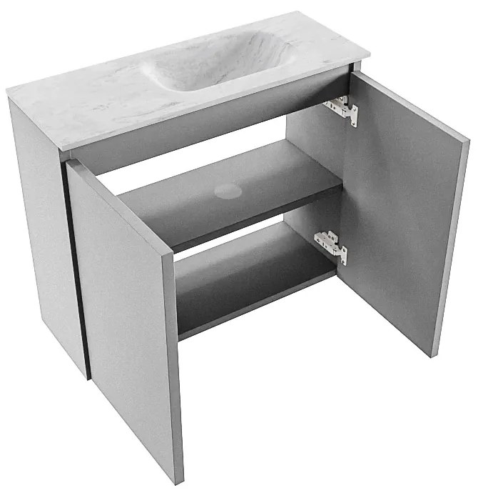 Mondiaz Ture DLux toiletmeubel 60cm plata met wastafel opalo rechts met kraangat