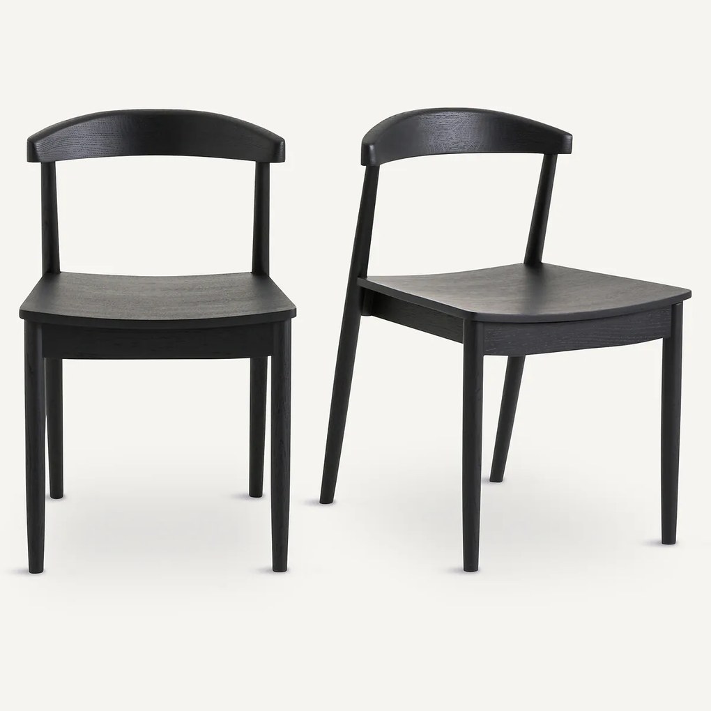 Set van 2 stoelen in eik met zwarte tint, Galb