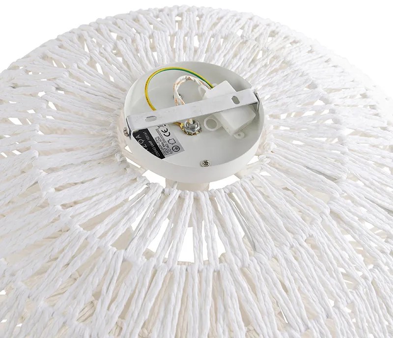 Retro plafonnière wit touw rond - Lina