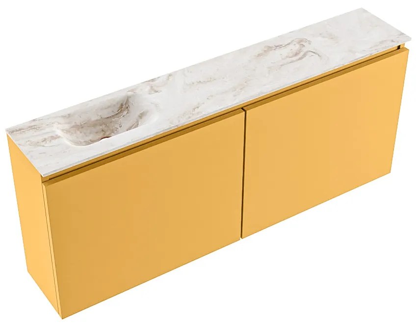 Mondiaz Ture DLux toiletmeubel 120cm ocher met wastafel frappe links zonder kraangat