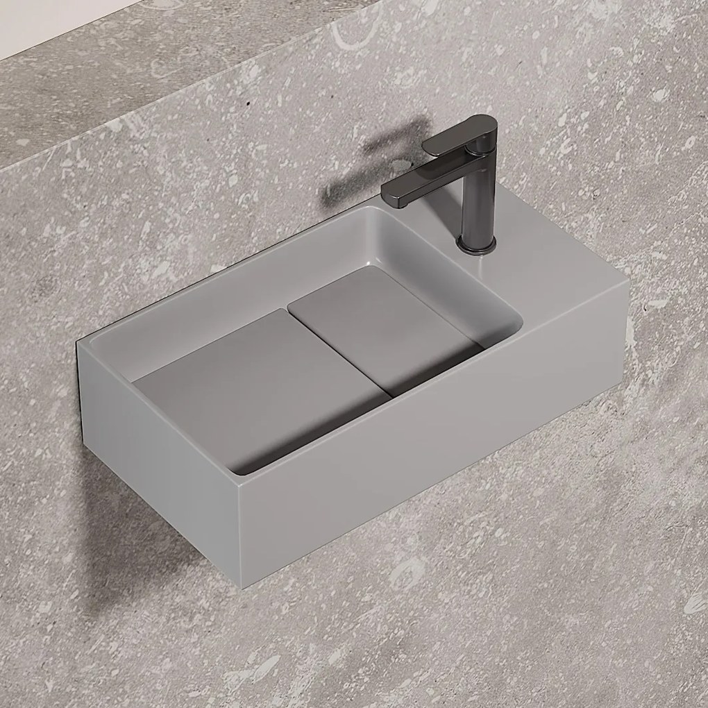 Saniclear Itsie fontein mat grijs met kraangat rechts 39x22x10cm
