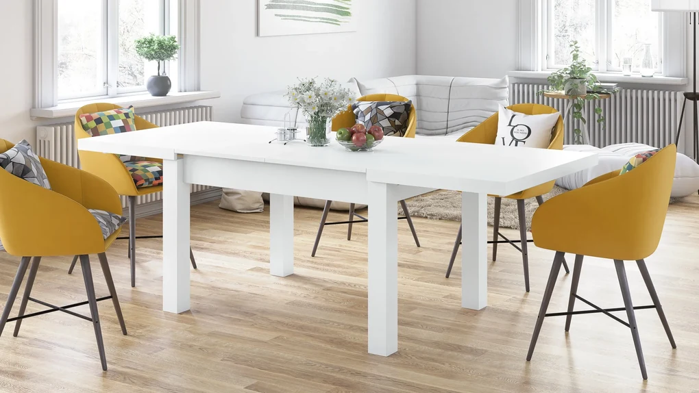ROYAL wit, eettafel, uitschuifbaar