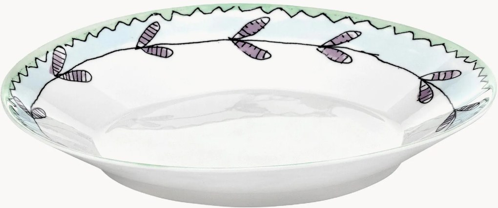Diepe borden Midnight Flowers van Fine Bone China, 2-delig