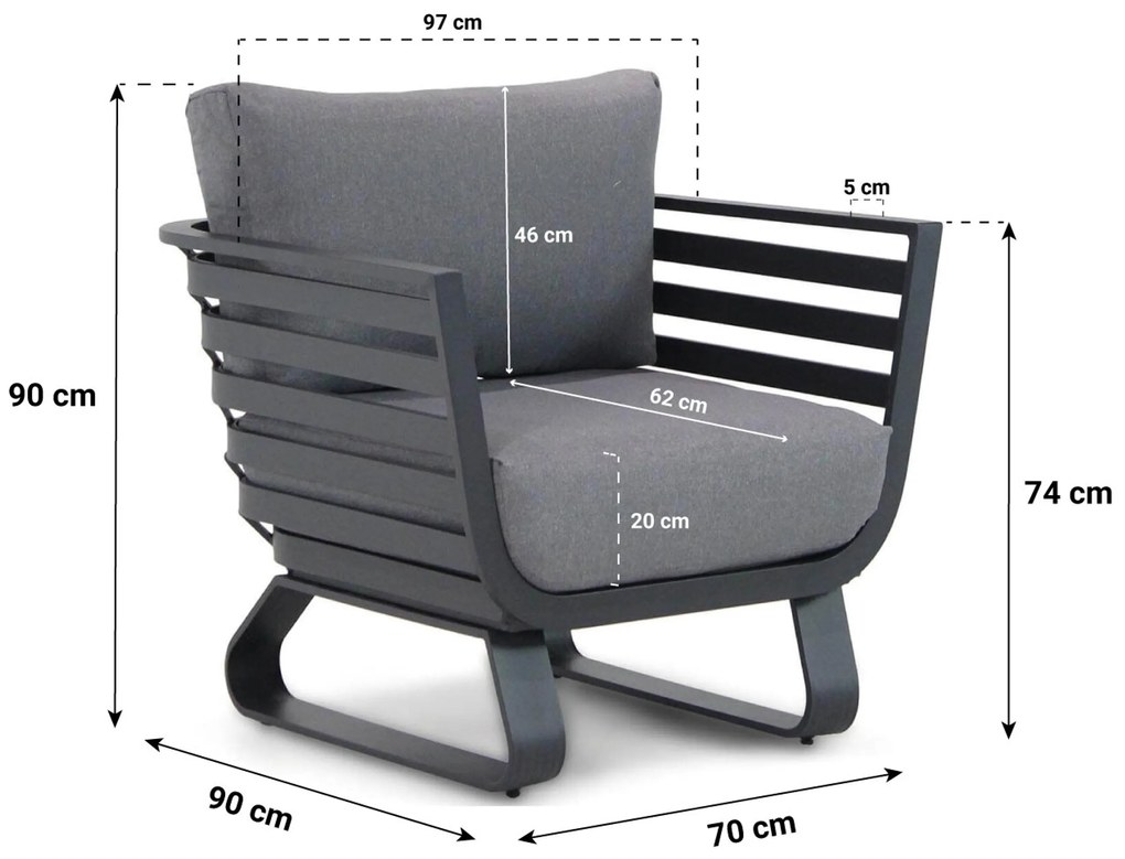 Tuinstoel Aluminium Grijs-antraciet Santika Sovita  - Quick Dry Foam