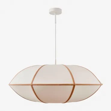 Patraix Hanglamp Van Linnen Wit & Tarwe Bruin Ø70 Cm - ↑25 Cm Patraix - Sklum