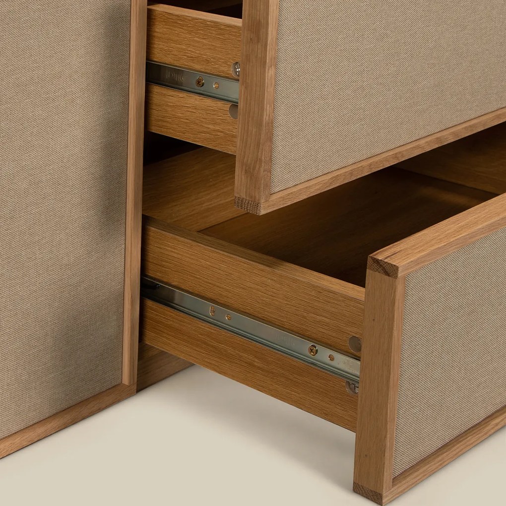Tv-meubel Eiken Met Stoffen Deuren 150 Cm - 150x40x40cm.