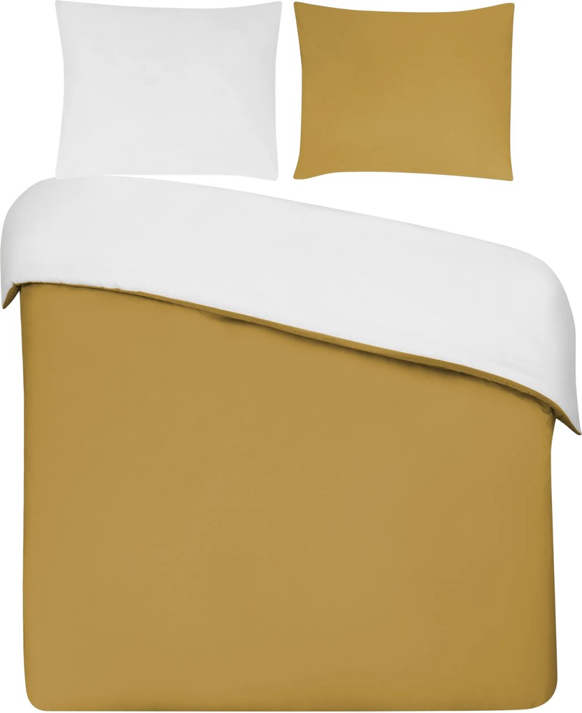 Dekbedovertrek Percal– 100% percal katoen – 240×200/220 – oker/wit