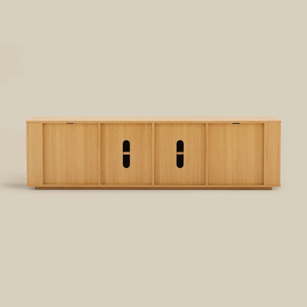 Eiken Tv-meubel Met Ronde Hoeken - 180x40x50cm.