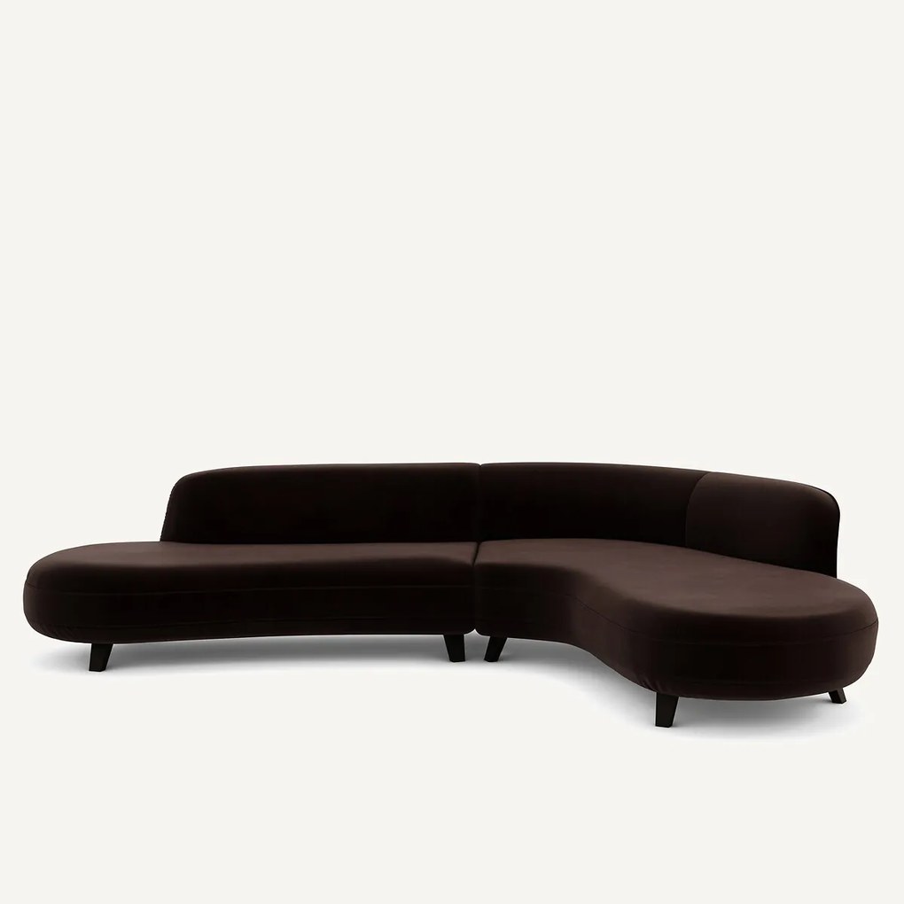 Fluwelen hoekbank, Rosebury, ontwerp Emmanuel Gallina