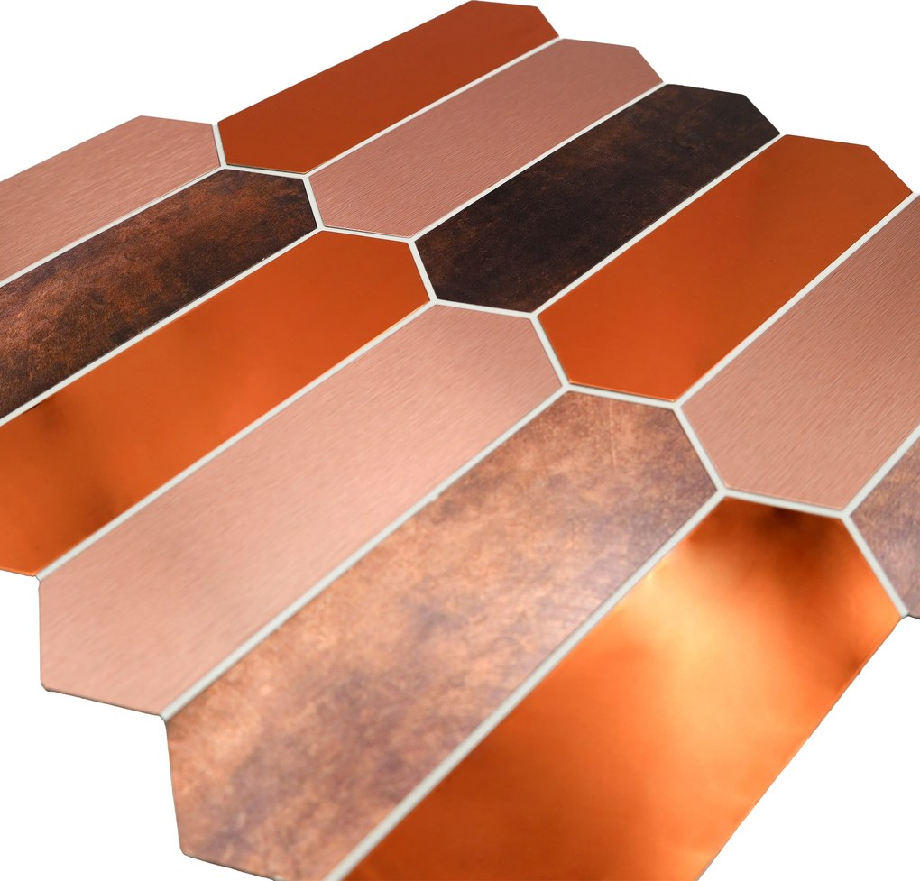 Zelfklevende Mozaïektegels Metaal | Picket Terracotta | 28,2×27,3 cm | Keuken, Bad & WC