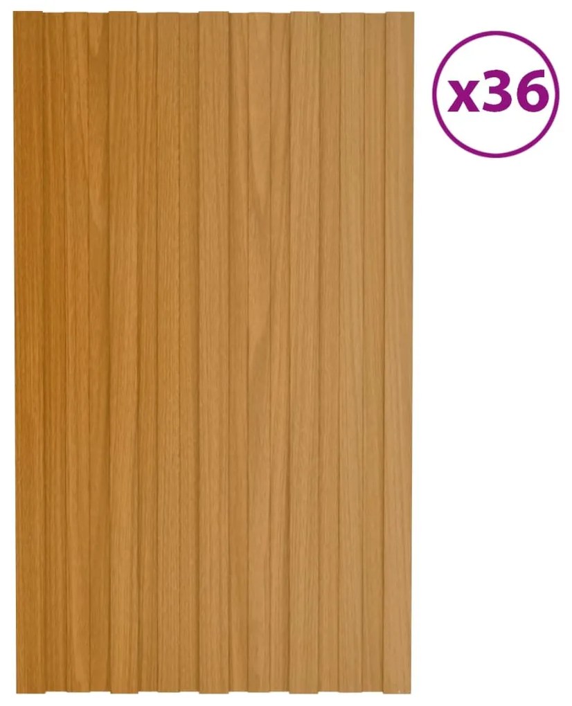 vidaXL Dakpanelen 36 st 80x45 cm gegalvaniseerd staal lichthoutkleurig