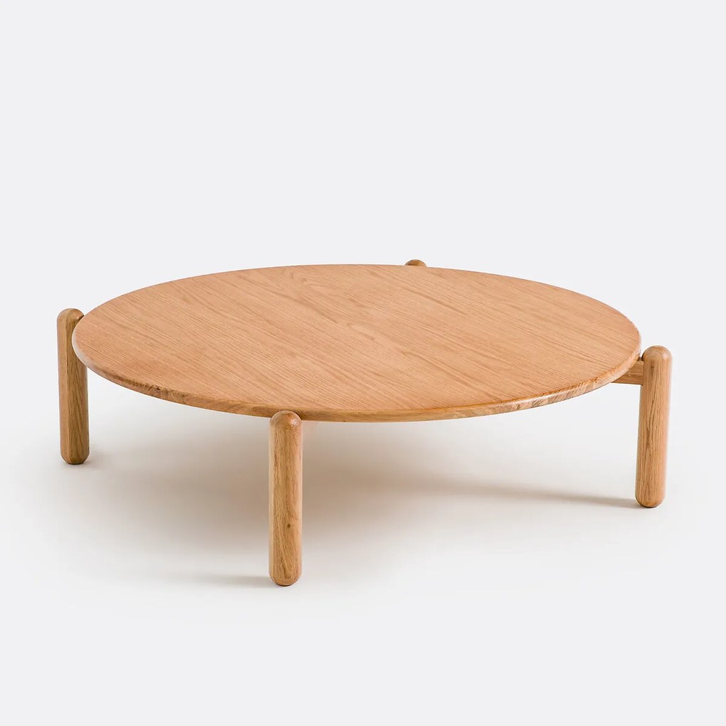 XL ronde salontafel, massief eiken en eikenfineer, diameter 94 cm, Coloquo