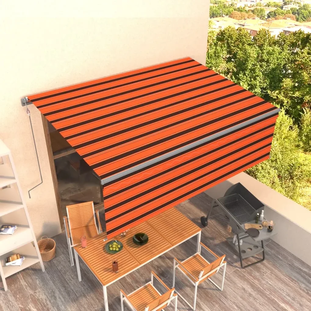 vidaXL Luifel automatisch uittrekbaar rolgordijn 4,5x3 m oranje bruin