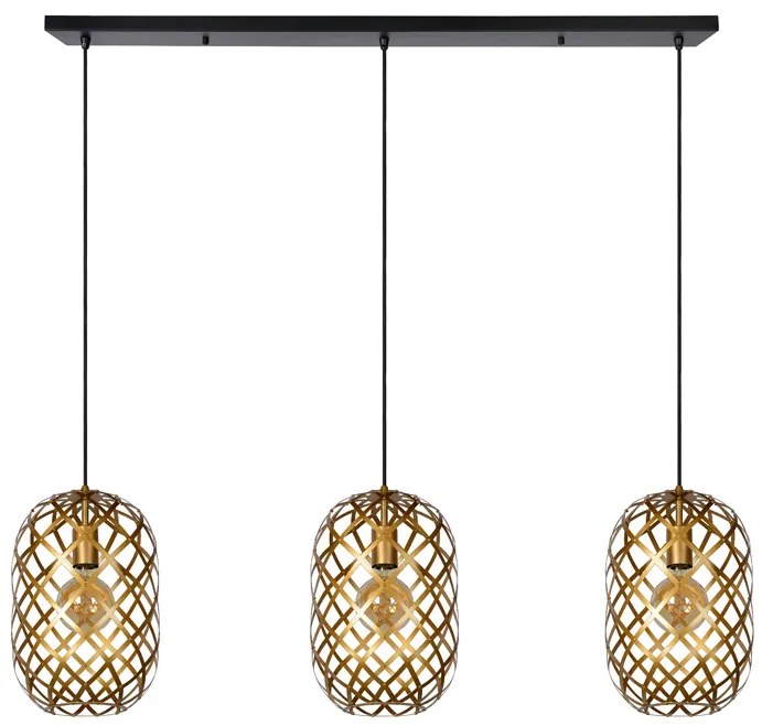 Lucide Wolfram hanglamp 110cm 3x E27 goud mat