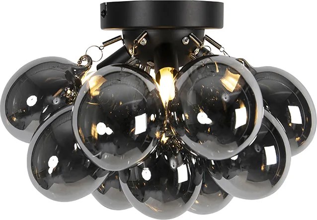 Smart plafondlamp zwart met smoke glas 3-lichts incl. 3 Wifi G9 - Uvas