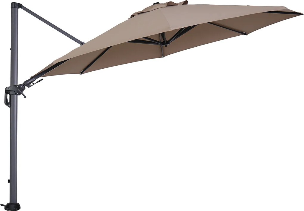 Garden Impressions Hawaii zweefparasol Ø350 cm - frame carbon black - taupe doek