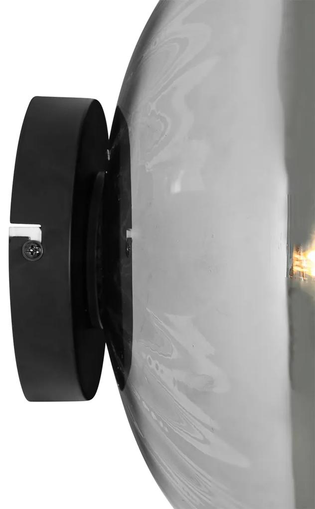 Art Deco wandlamp zwart met smoke glas - Ayesha Art Deco E27 rond Binnenverlichting Lamp