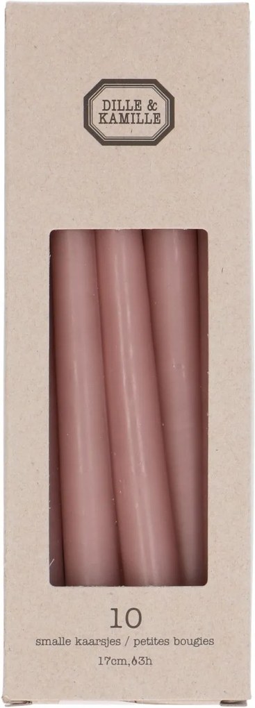 Kaarsjes smal, oud roze, 17 cm, 10 stuks