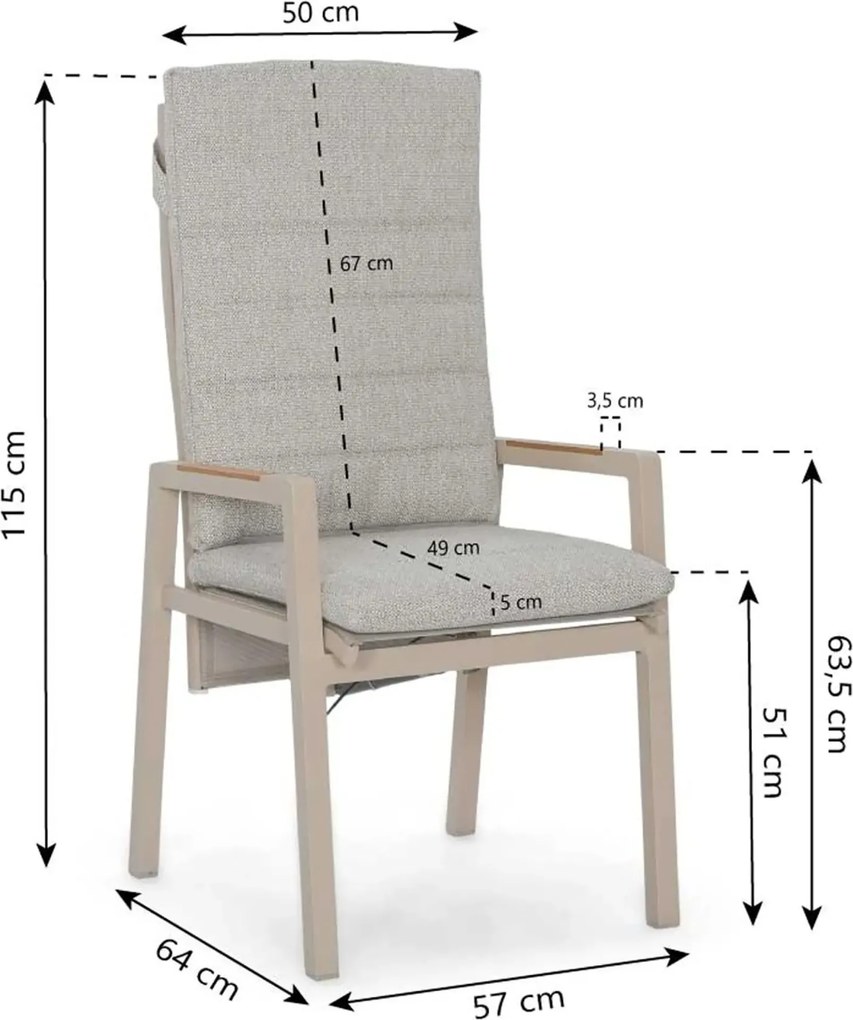 Verstelbare Tuinstoel Aluminium Zand/Beige Lifestyle Garden Furniture Vivaro loft