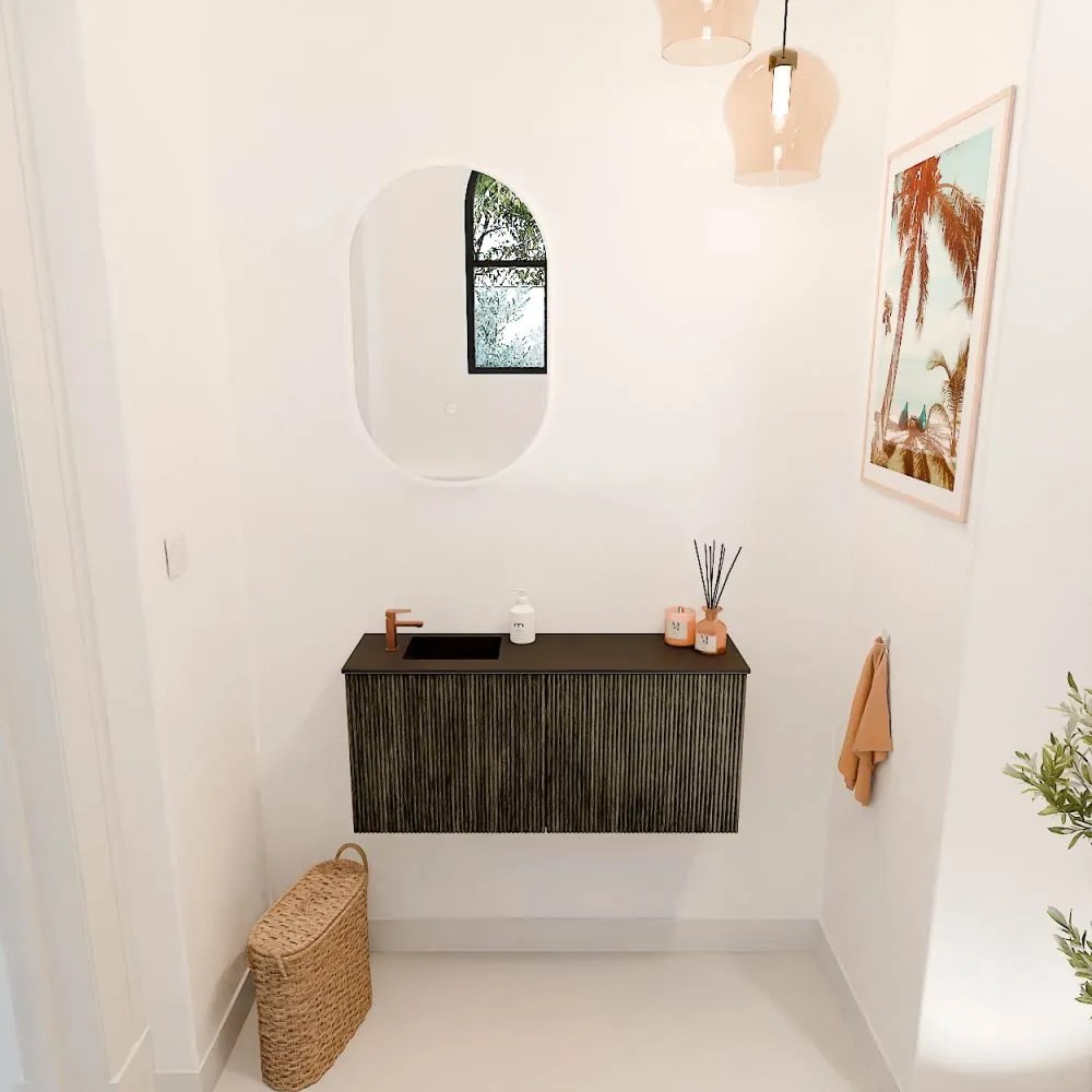 Mondiaz Joya 90cm toiletmeubel shadow met wastafel faye links 1 kraangat urban