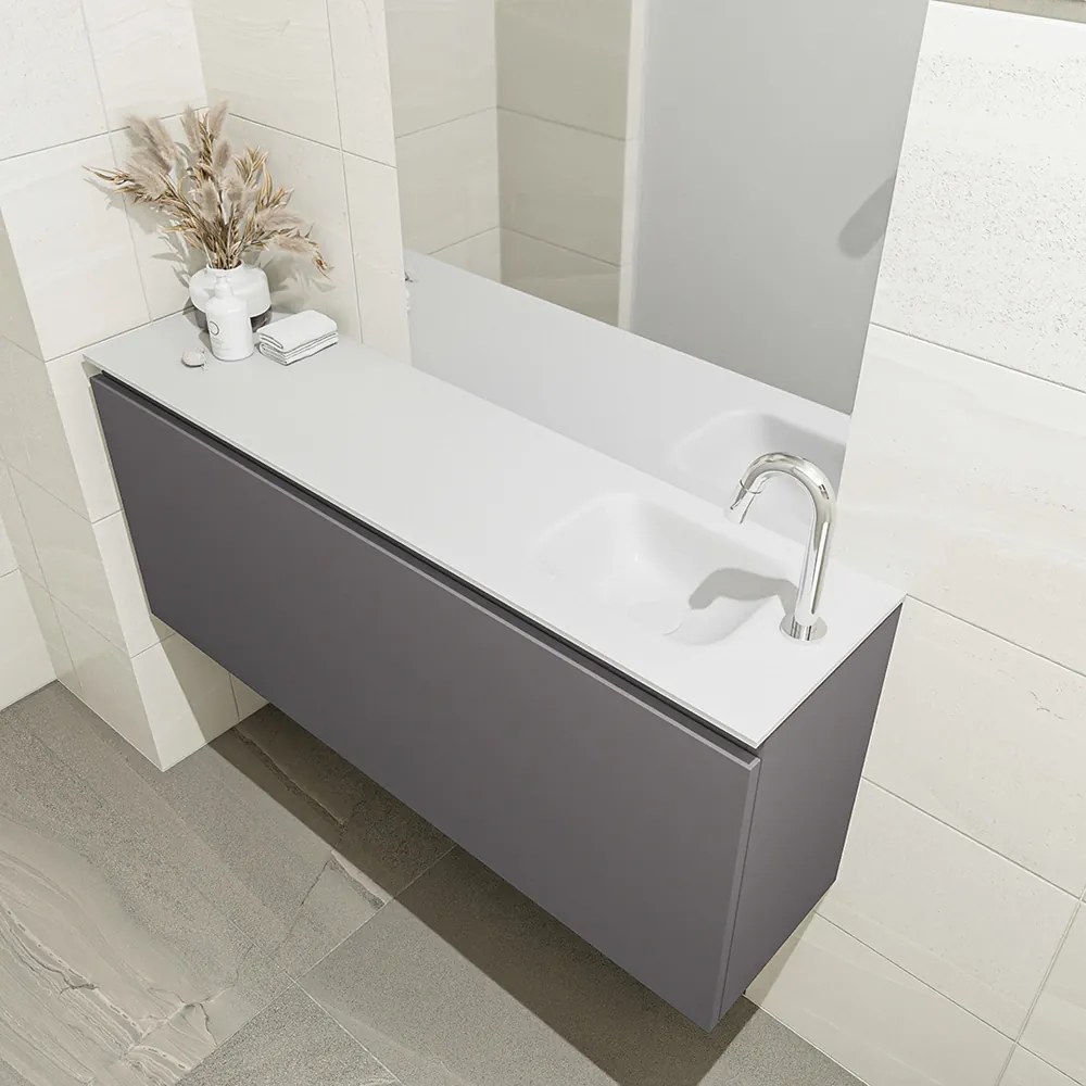 Mondiaz Olan 120cm toiletmeubel dark grey met wastafel talc rechts 1 kraangat