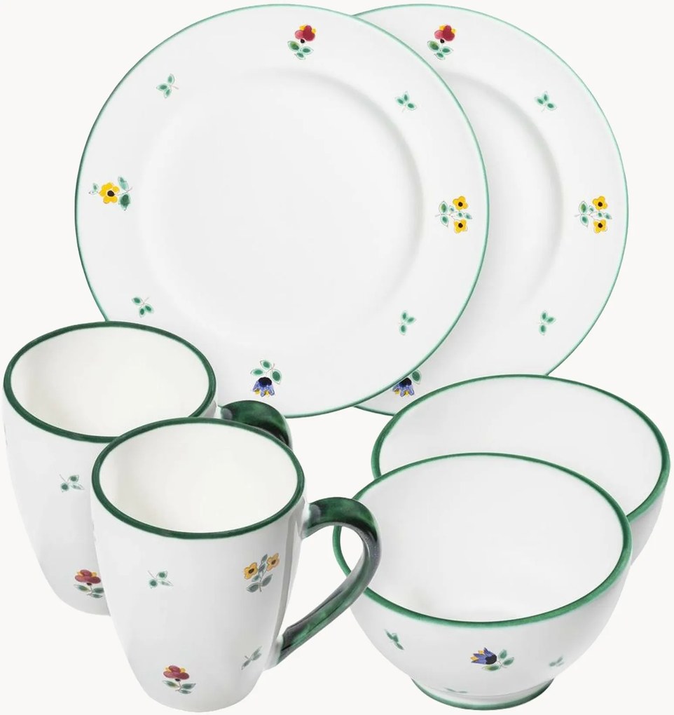 Handgemaakte ontbijtset Streublumen, 6-delig