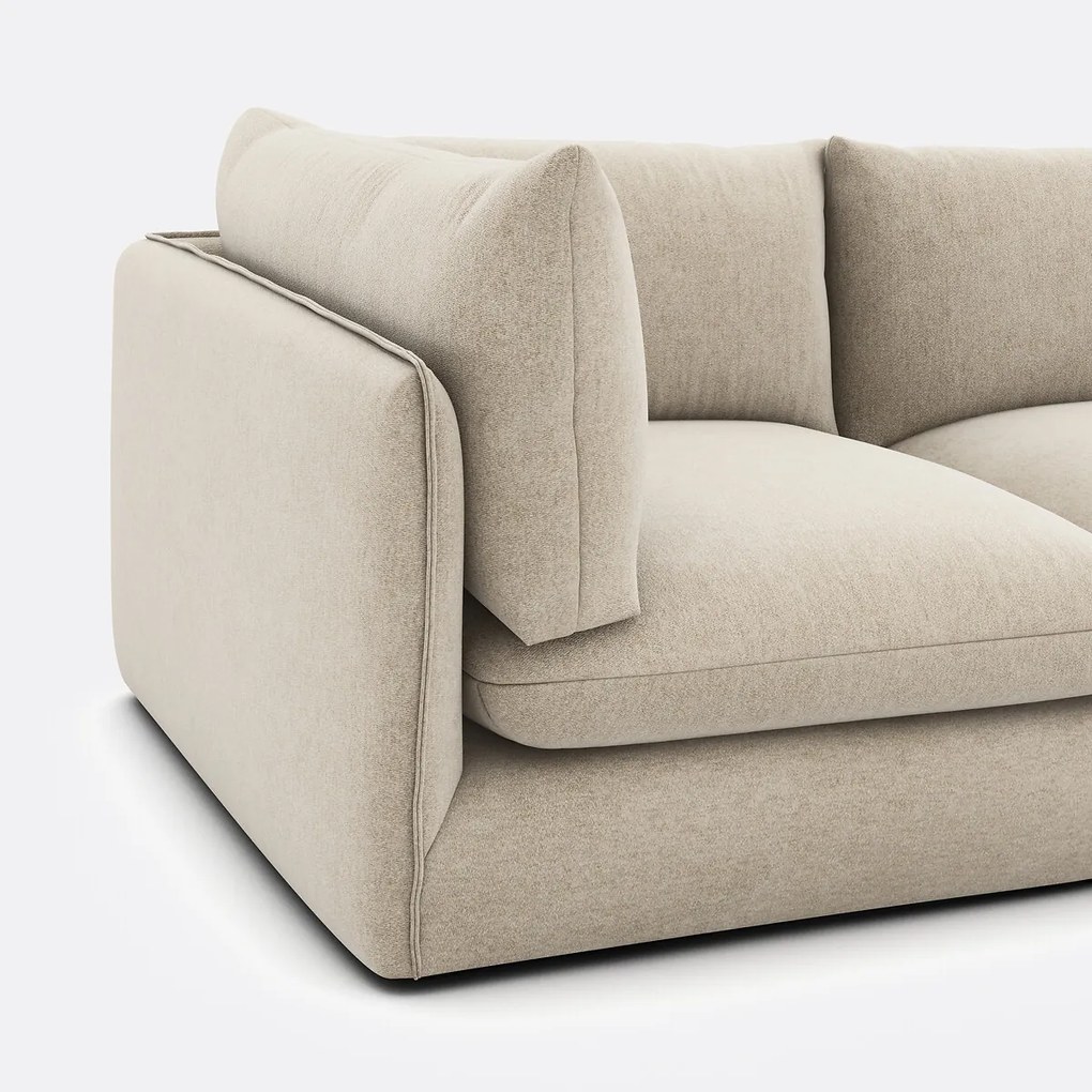 Modulaire 3-zitsbank met poef, gemêleerd polyester, Malo