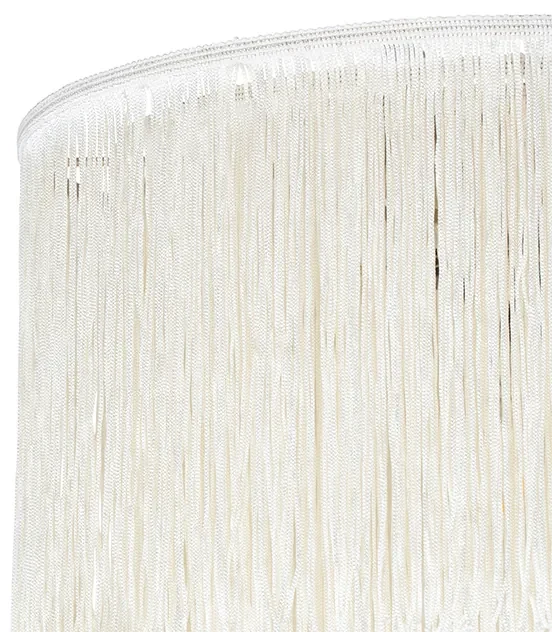 Oosterse plafondlamp goud crème kap met franjes - FranxaOosters E27 rond Binnenverlichting Lamp
