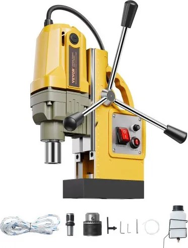 VEVOR Magnetische kernboormachine 1400W (40 mm boordiameter), 12500N draagbare elektrische boormachine, snelheid van 800 tpm, boormachine voor metalen oppervlakken, industrie, doe-het-zelf