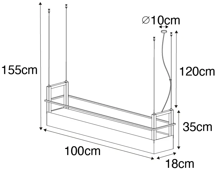 Eettafel / Eetkamer Industriële hanglamp zwart met rek 4-lichts GU10 - Cage Rack Industriele / Industrie / Industrial GU10 Binnenverlichting Lamp