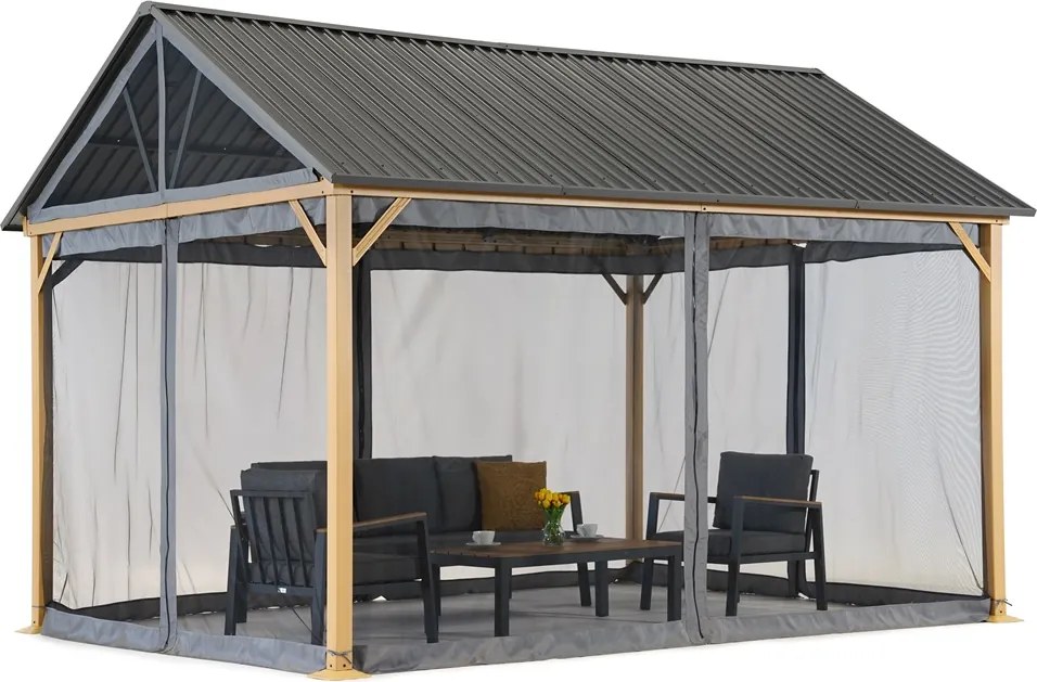 Aluminium tuinpaviljoen Teramo met muggennet 3x4,8 m Garden Point
