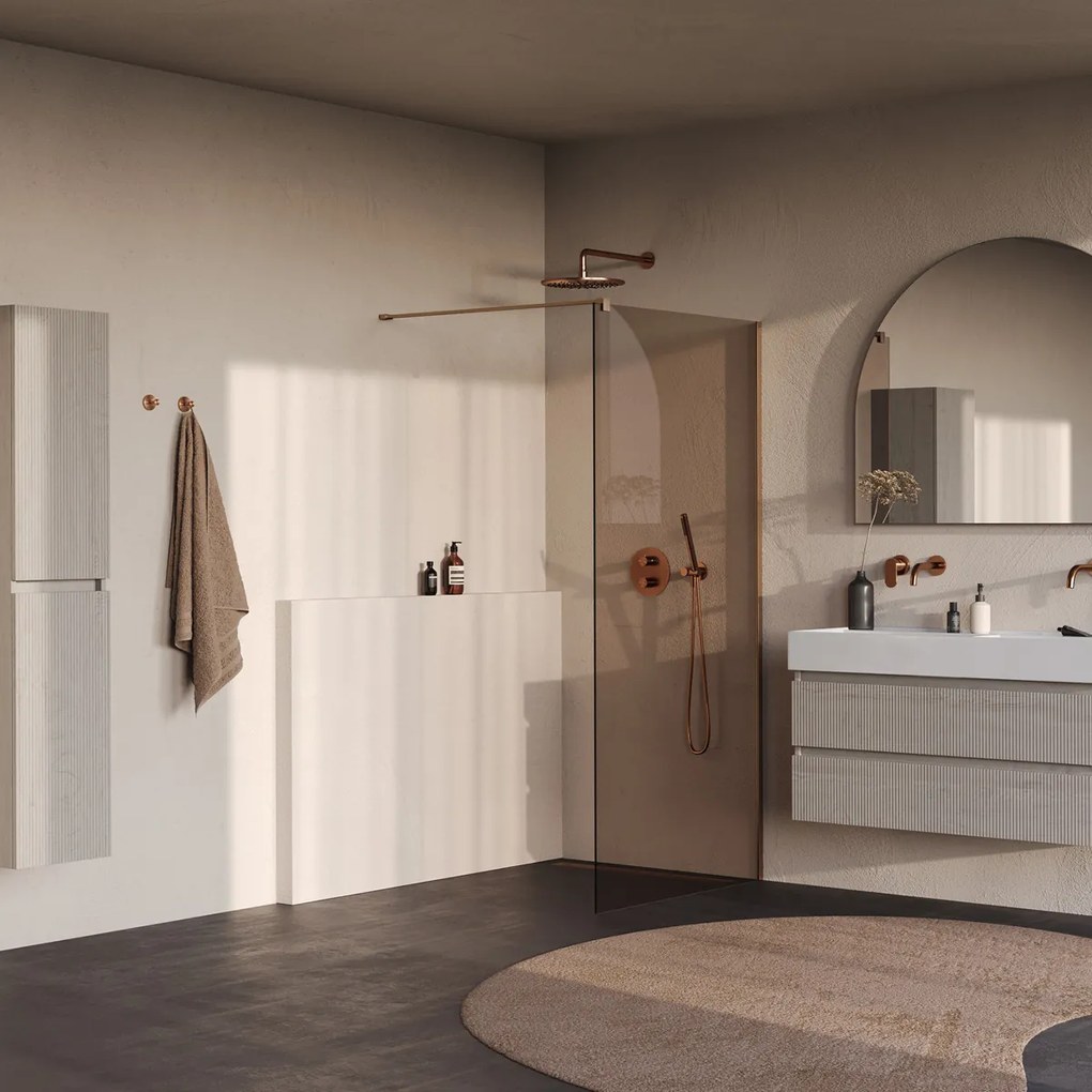 Brauer Oblivion inloopdouche bronsglas 90cm koper geborsteld PVD