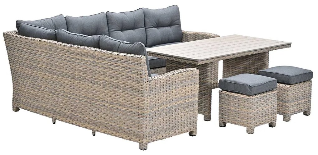 Garden Impressions Alaska lounge dining set 6-delig links - light teak vironwood