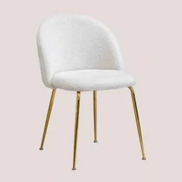 Kana Design Gestoffeerde Eetkamerstoel In Schapenvacht White & Goud - Sklum