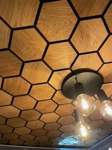 Hexagon Vilt Woodie Paneel Dark - 80 cm x 60 cm x 2 cm | 2.8 kg | Paneli akoestische wandpanelen - AKU Wandpanelen