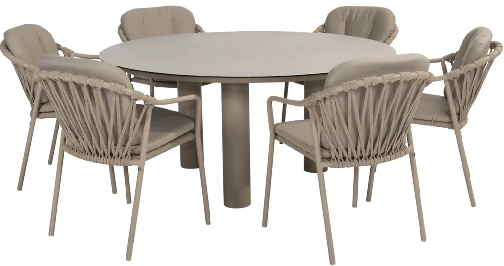 Manitoba Donato dining tuinset 160xH75 cm 7 delig keramiek latte Taste 4SO