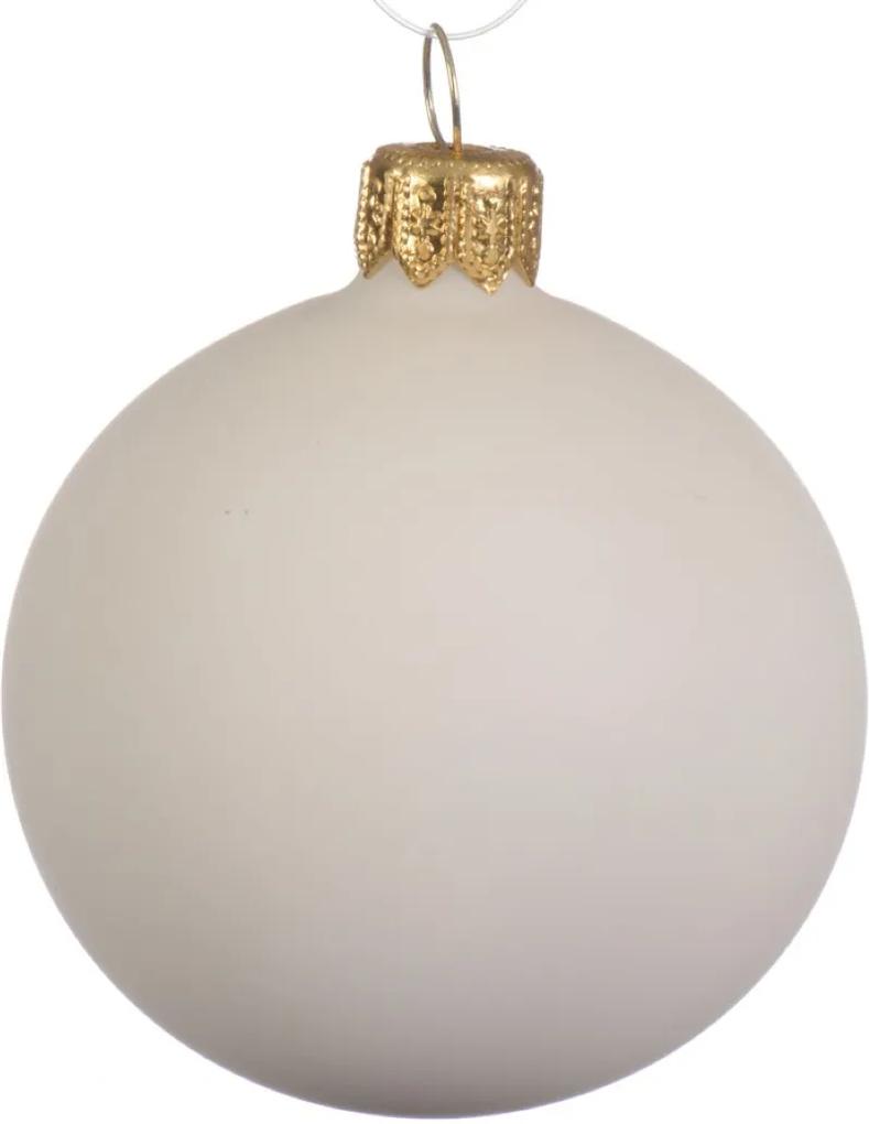 6 Glazen kerstballen mat 6 cm wol wit