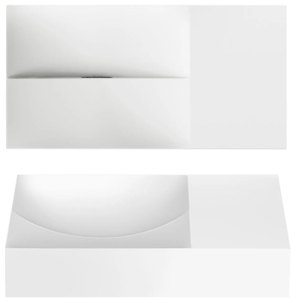 Clou Vale fontein solid surface 38cm zonder kraangat rechts wit mat