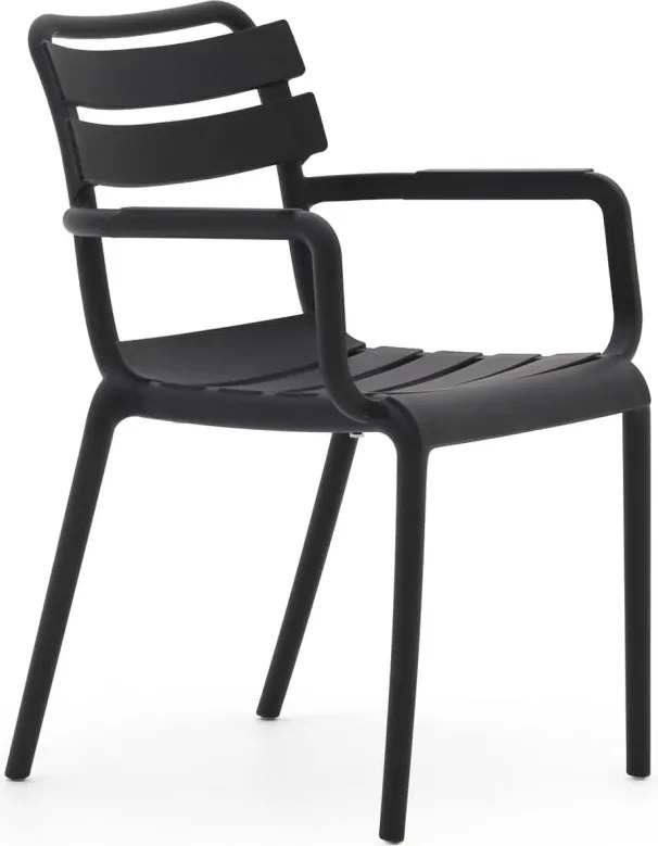 + 15% kassakorting | Dining tuinstoel | Forza Vico | Kunststof | Zwart | Stapelbaar | Kees Smit Tuinmeubelen