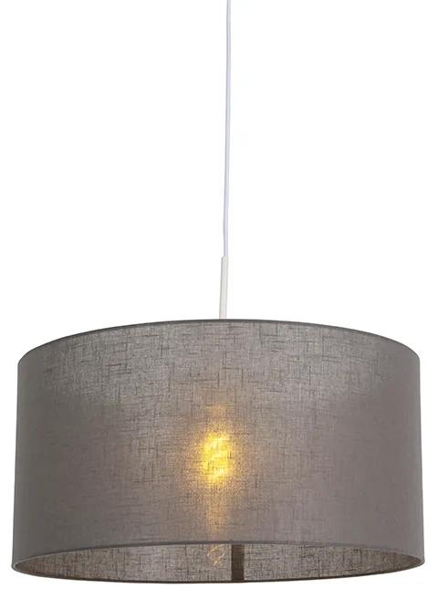 Stoffen Eettafel / Eetkamer Landelijke hanglamp wit met grijze kap 50 cm - Combi 1 Modern E27 rond Binnenverlichting Lamp