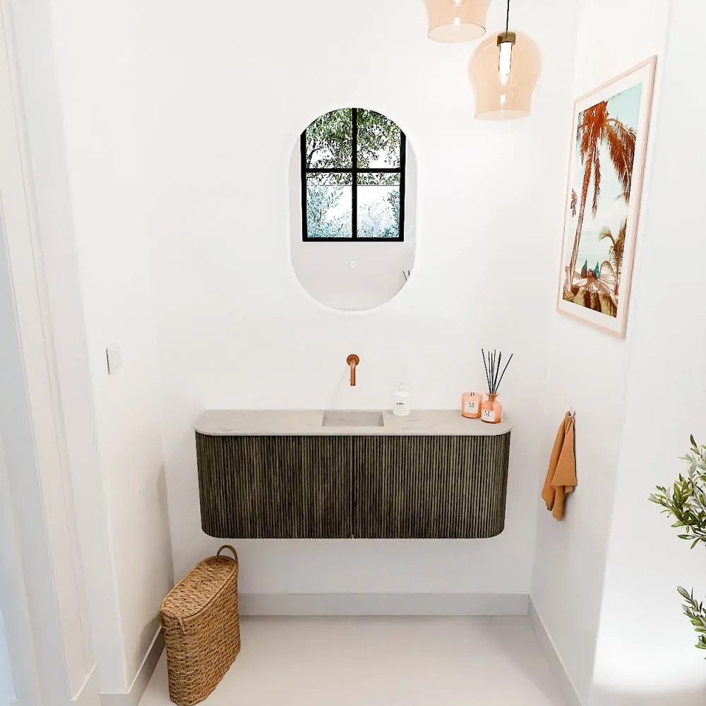 Mondiaz Joya DLux 115cm toiletmeubel ronding links/rechts shadow met wastafel faye midden zonder kraangat opalo