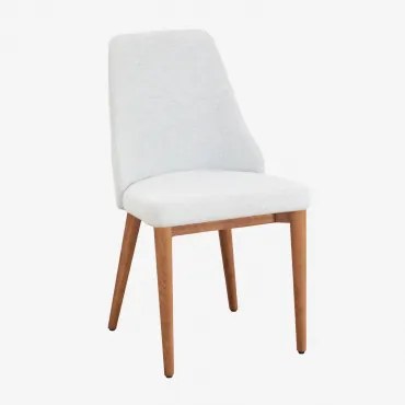 Set Van 2 Leiden Gestoffeerde Eetkamerstoelen Natuurlijk Hout & Chenille White - Sklum