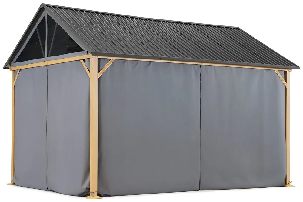 Teramo metalen tuinhuisje met 3x4 gordijnen Tuinpunt