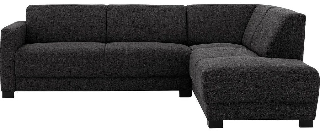 Goossens Bank My Style zwart, stof, 2,5-zits, stijlvol landelijk met chaise longue rechts