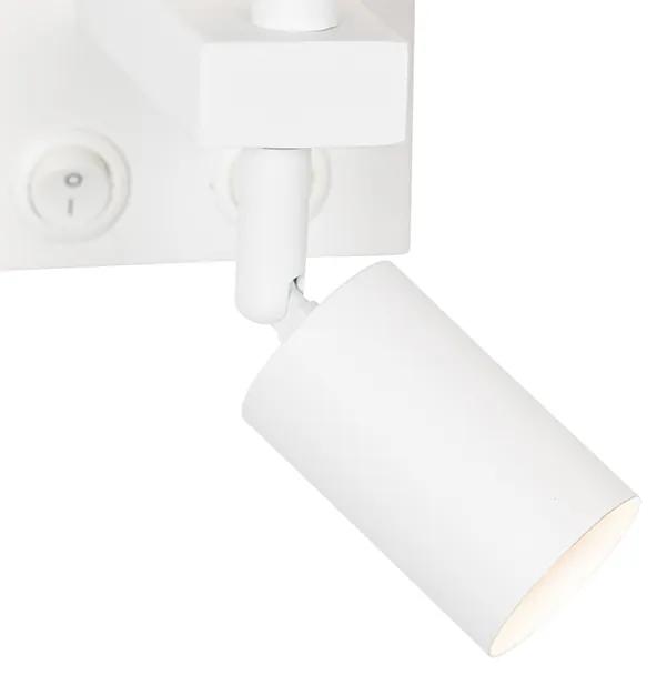 Moderne wandlamp wit met leeslamp - Brescia Modern E27 vierkant Binnenverlichting Lamp