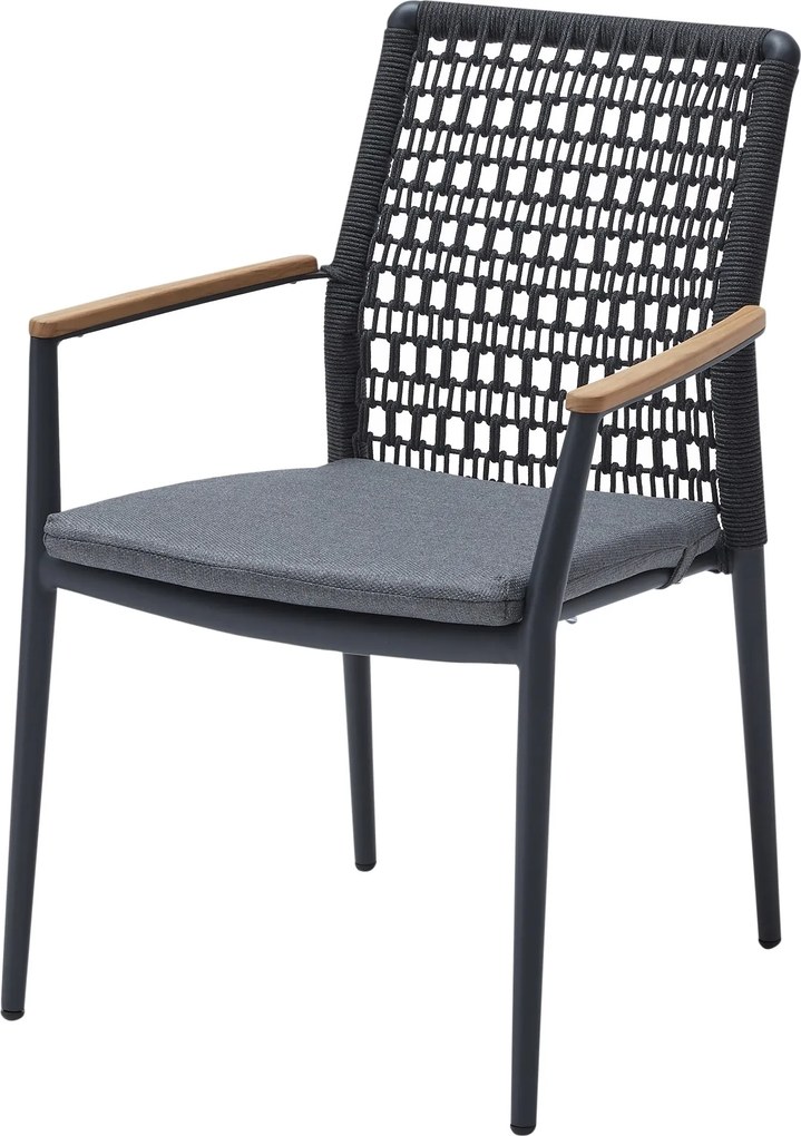 Salta dining tuinstoel rope aluminium antraciet stapelbaar