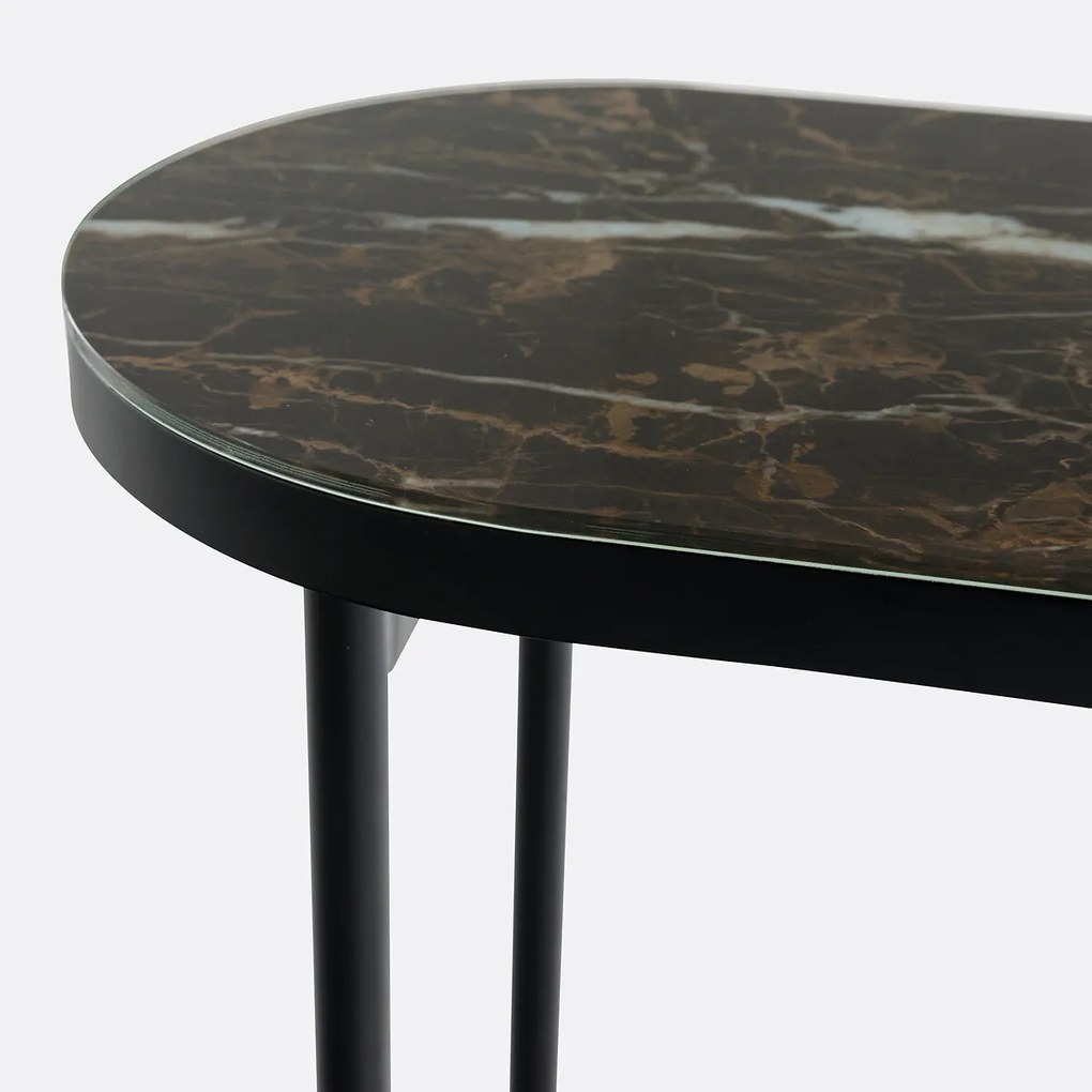 Wandtafel met blad in glas en marmer effect, Gil