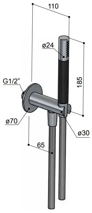 Hotbath Cobber handdouche met wanduitlaat en doucheslang nikkel geborsteld
